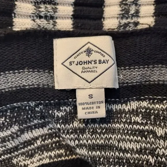 St John's Bay Womens Small Open Front Striped Waterfall Cardigan Sweater Cotton - Picture 7 of 12